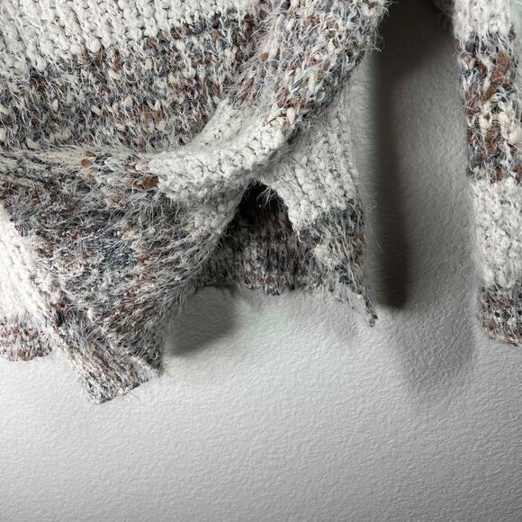 Altar'd State Tan Striped Chunky Knit Crew Neck Long Sleeve Sweater Small Medium - Picture 4 of 7